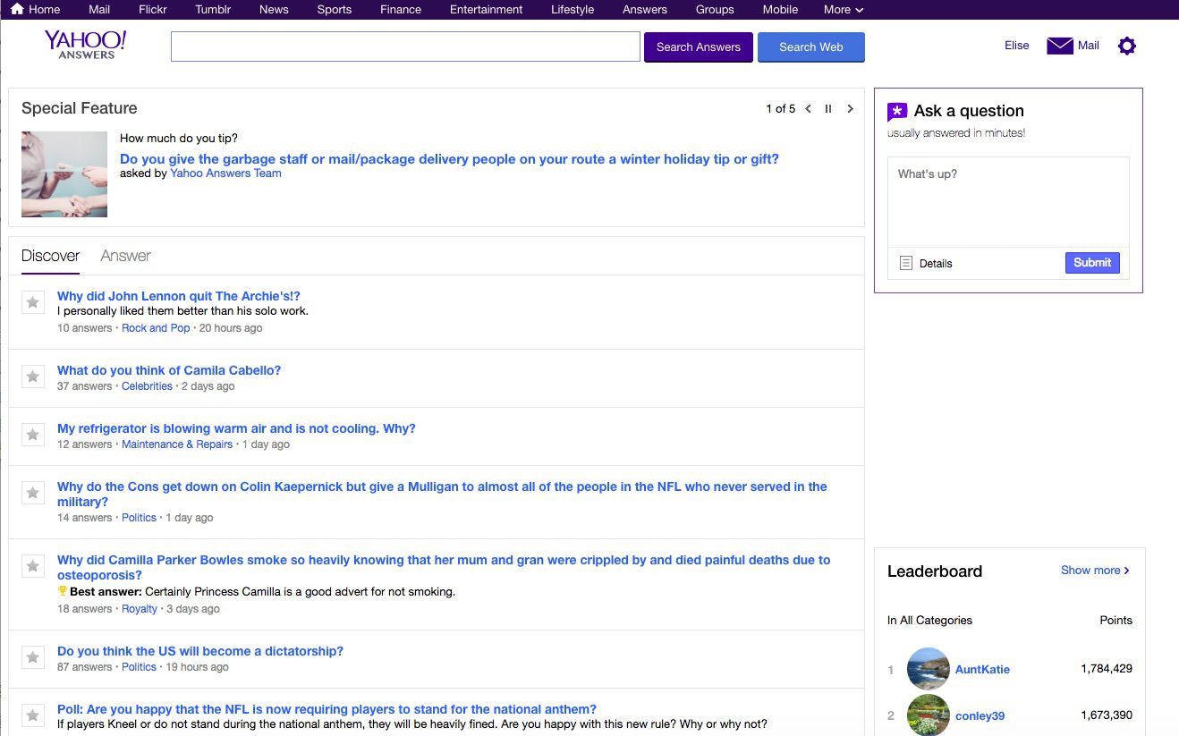 Yahoo Answers webbplats