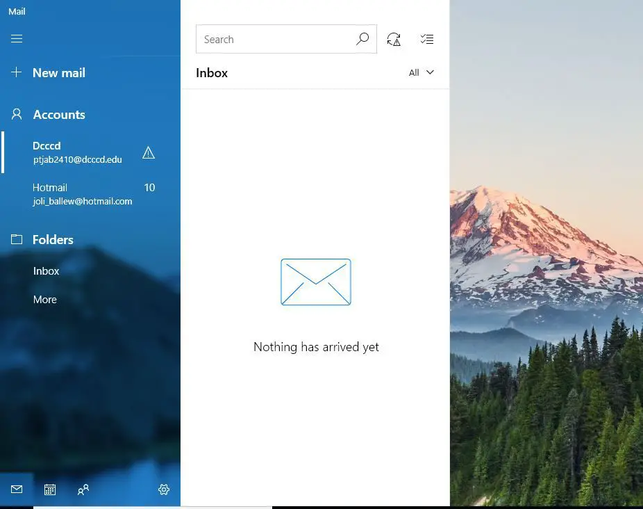 En skärmdump av Mail-appen i Windows 10.