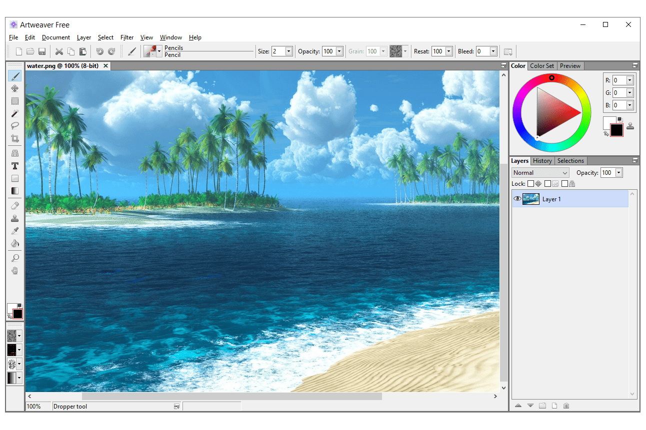 Skärmdump av Artweaver gratis i Windows 10
