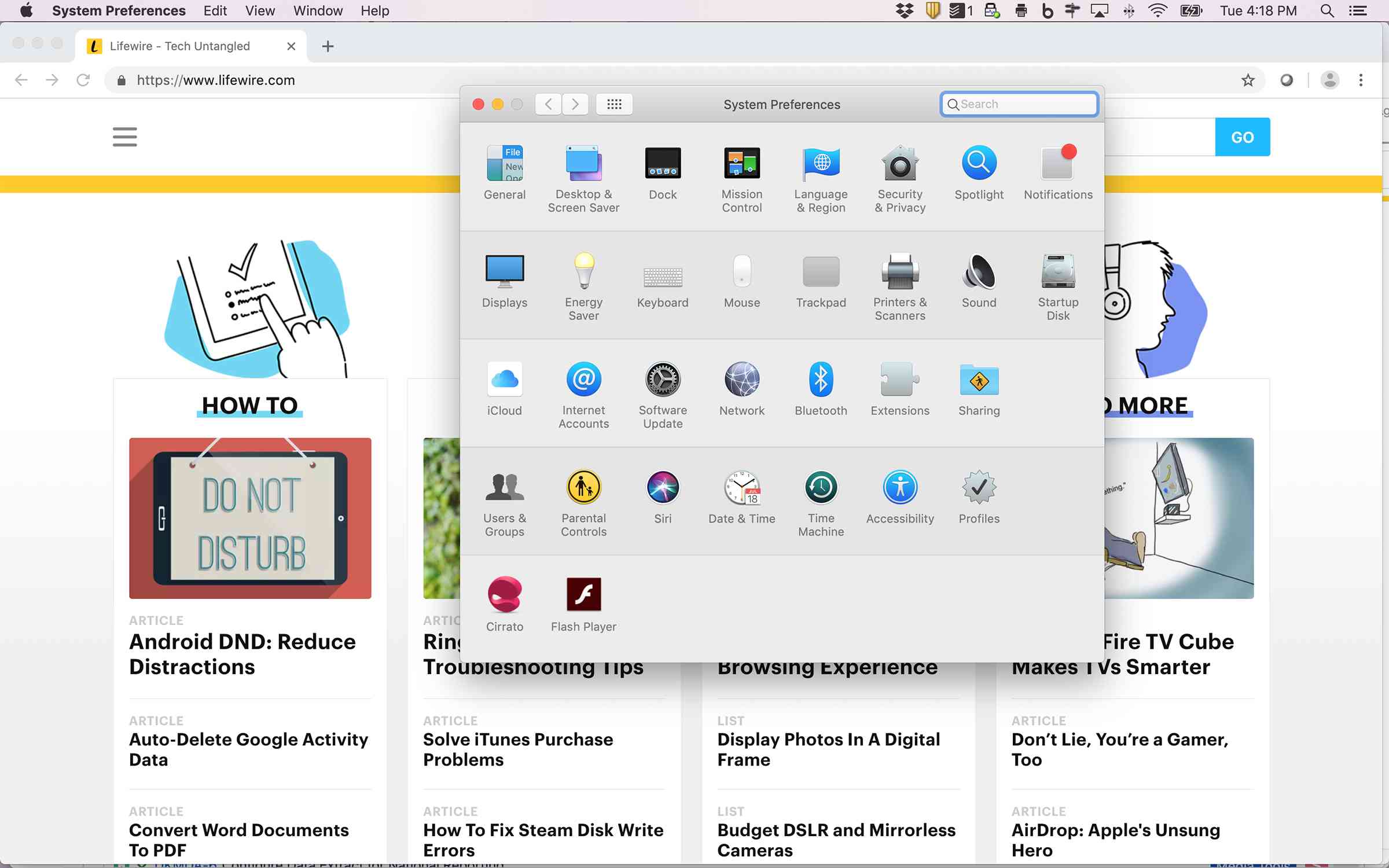 Skärmdump för att välja Bluetooth-systeminställningar på en Mac