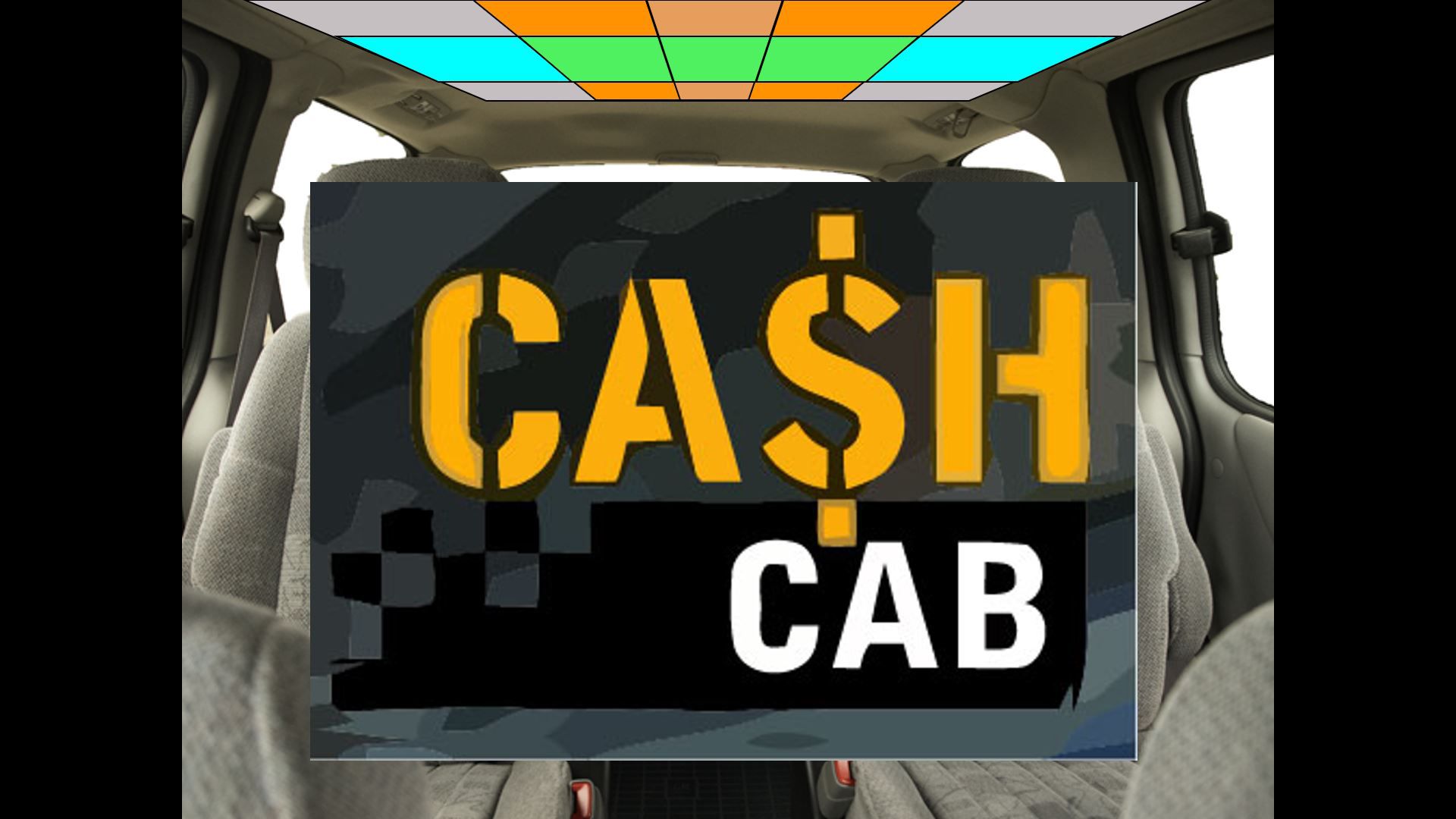 Cash Cab PowerPoint mall öppningsskärm.