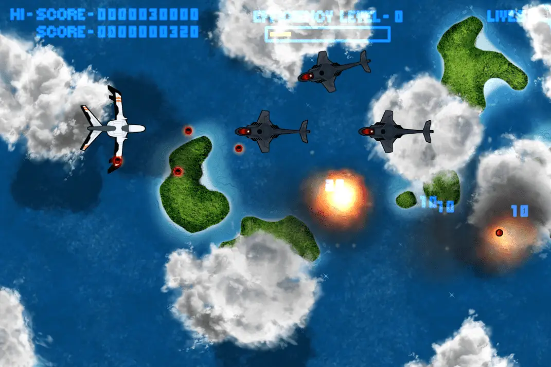 Skärmdump av luft-till-luft stridsstrid från ett videospel.