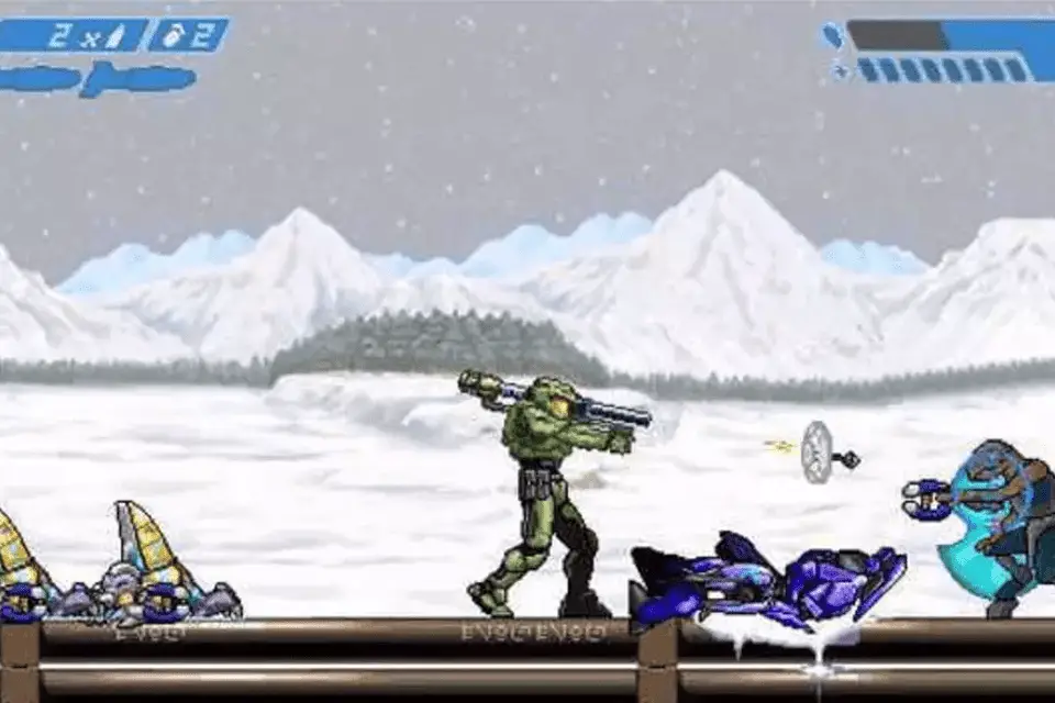 Skärmdump av utomjordingar som slåss i ett videospel.