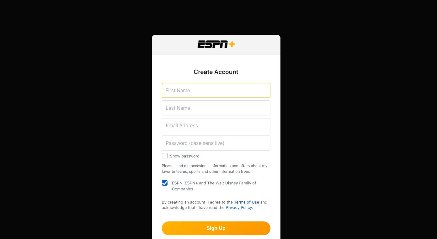 Skapa ett ESPN-konto för att komma åt ESPN + -tjänsten