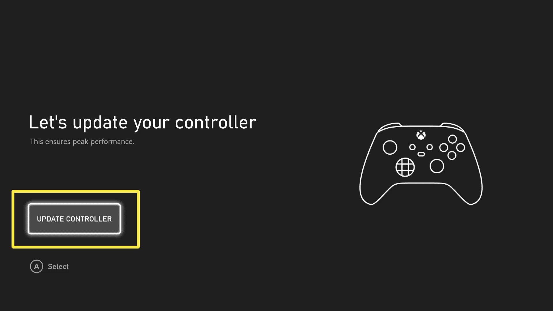 En skärmdump av uppdatering av Xbox Series X / S-kontrollenheten.