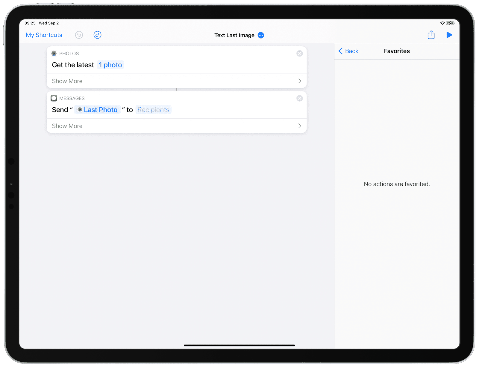 Genvägen till Apple-textens sista bild på en iPad