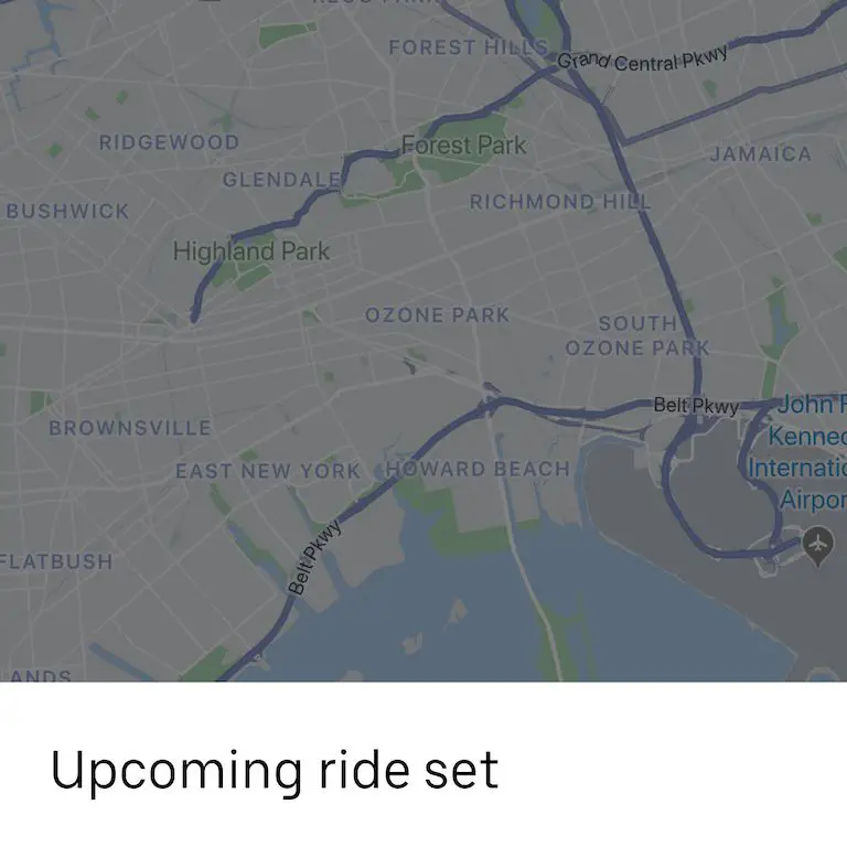 Uber-app som visar kommande körinformation.