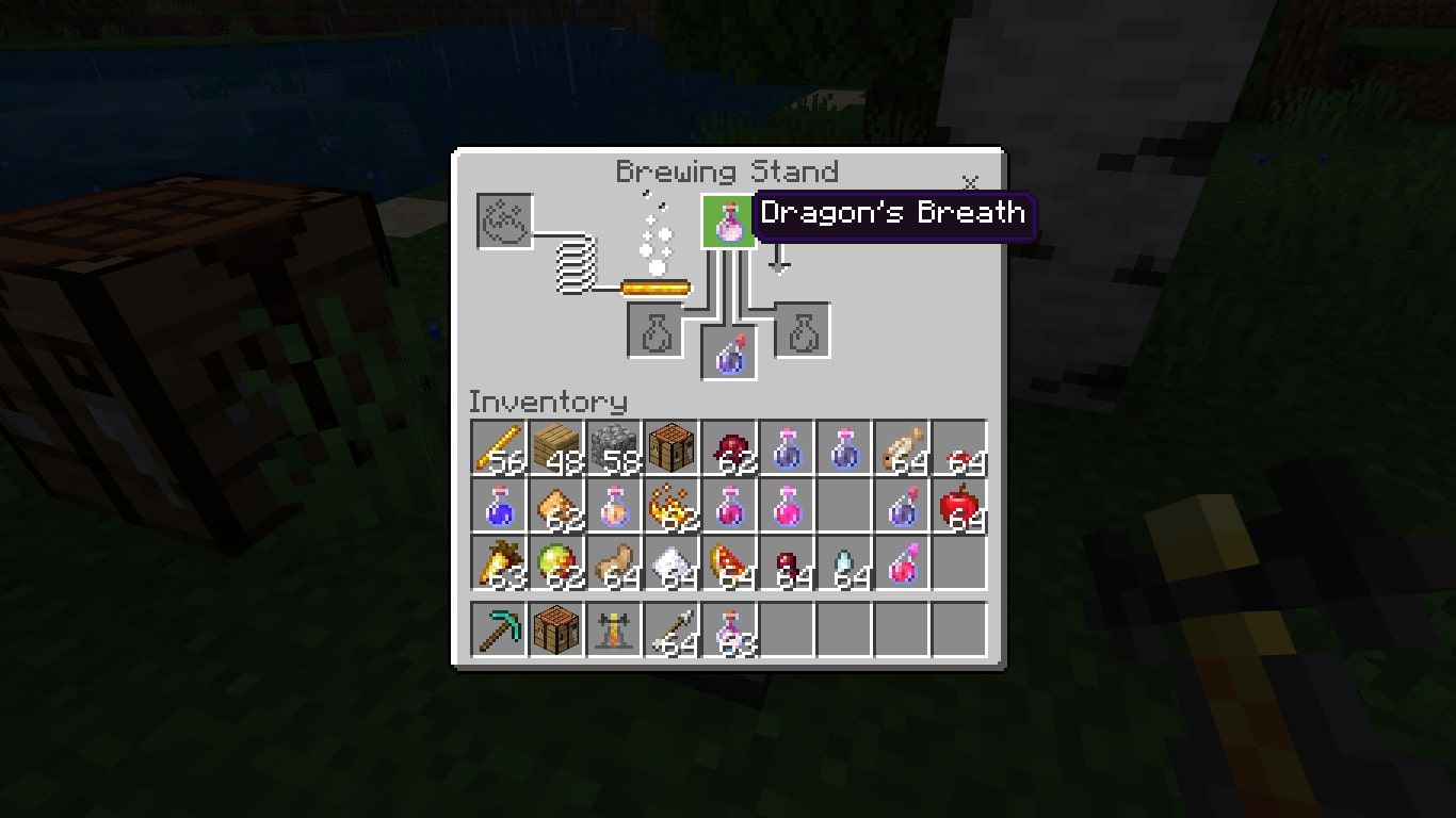 Dragon's Breath i Minecraft bryggningsmeny