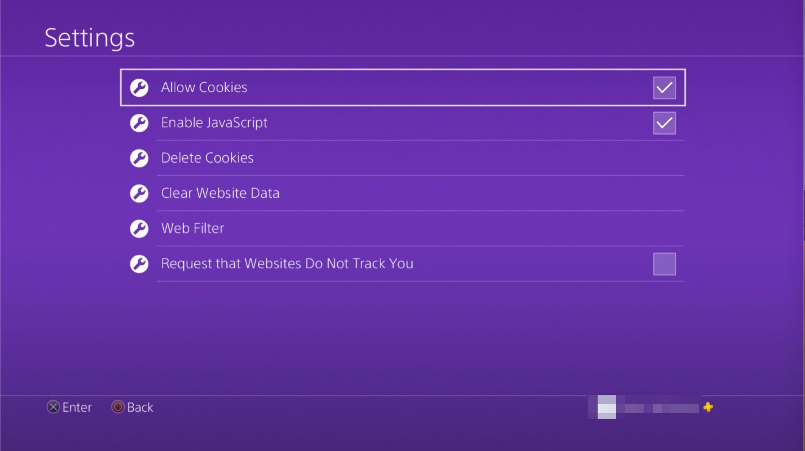 Tillåt alternativet Cookies i PS4-webbläsarinställningar
