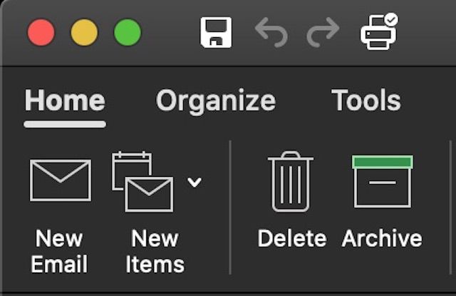 Ikonen Ny e-post i Office 2016 för macOS