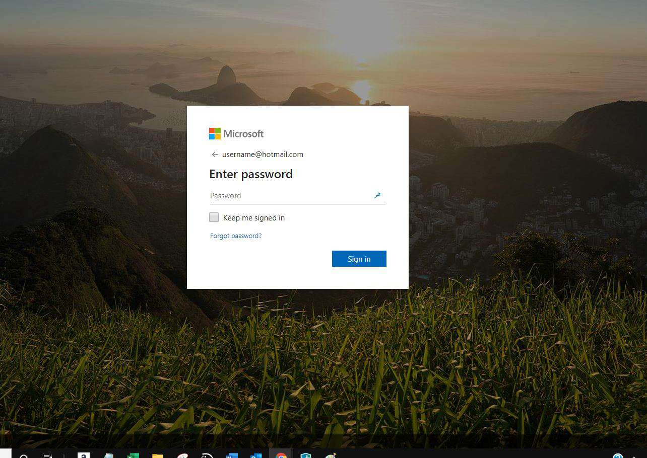 Skärmdump av Glömt lösenordslänken på Outlook.com