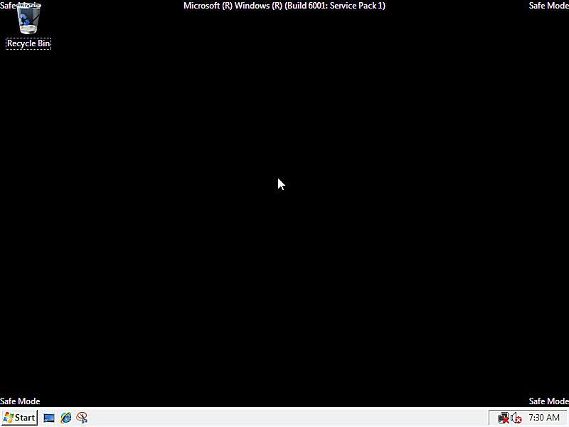 Skärmdump av Windows Vista i felsäkert läge