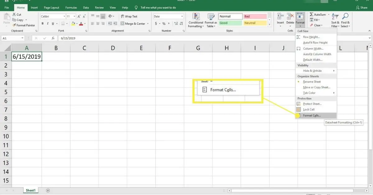 Välja format i Excel.