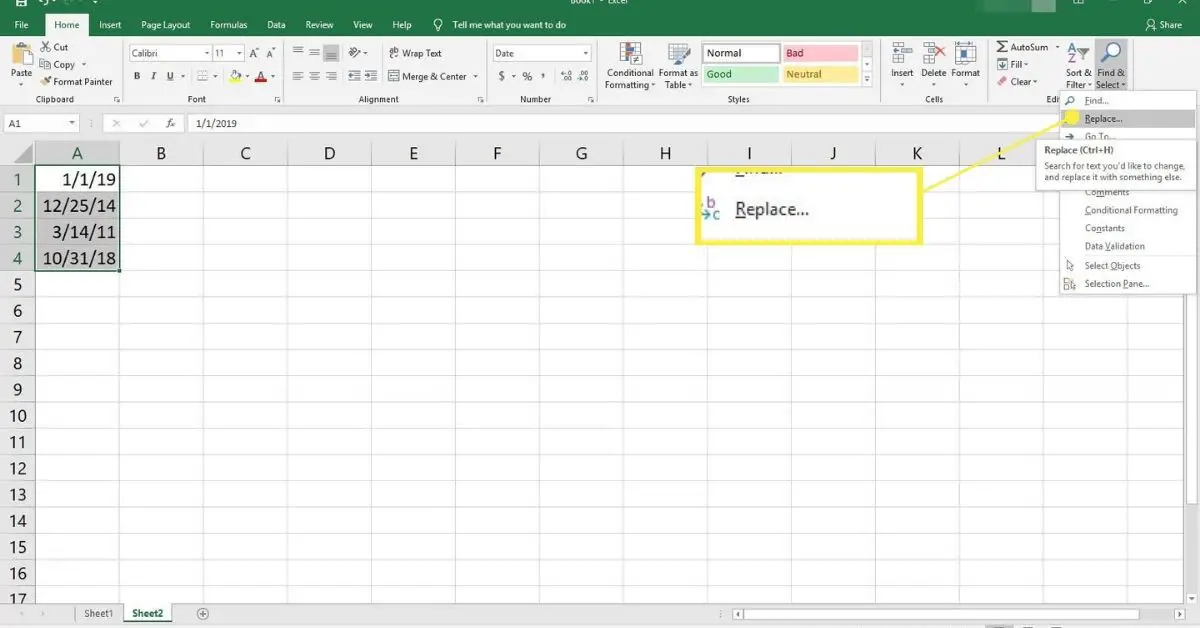 Hitta och välj i Excel.