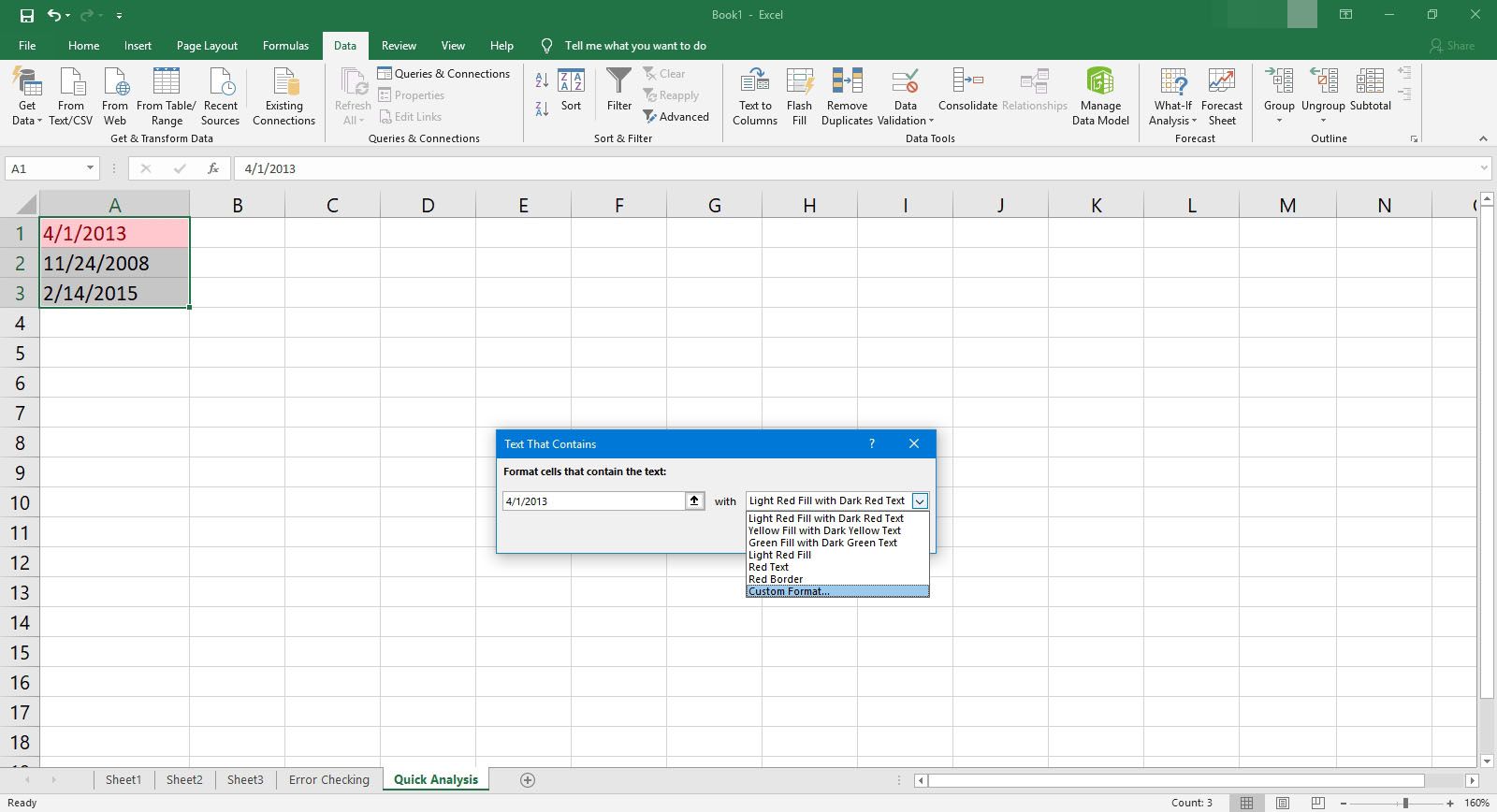 Välja vad du vill ändra cellen till i Excel.