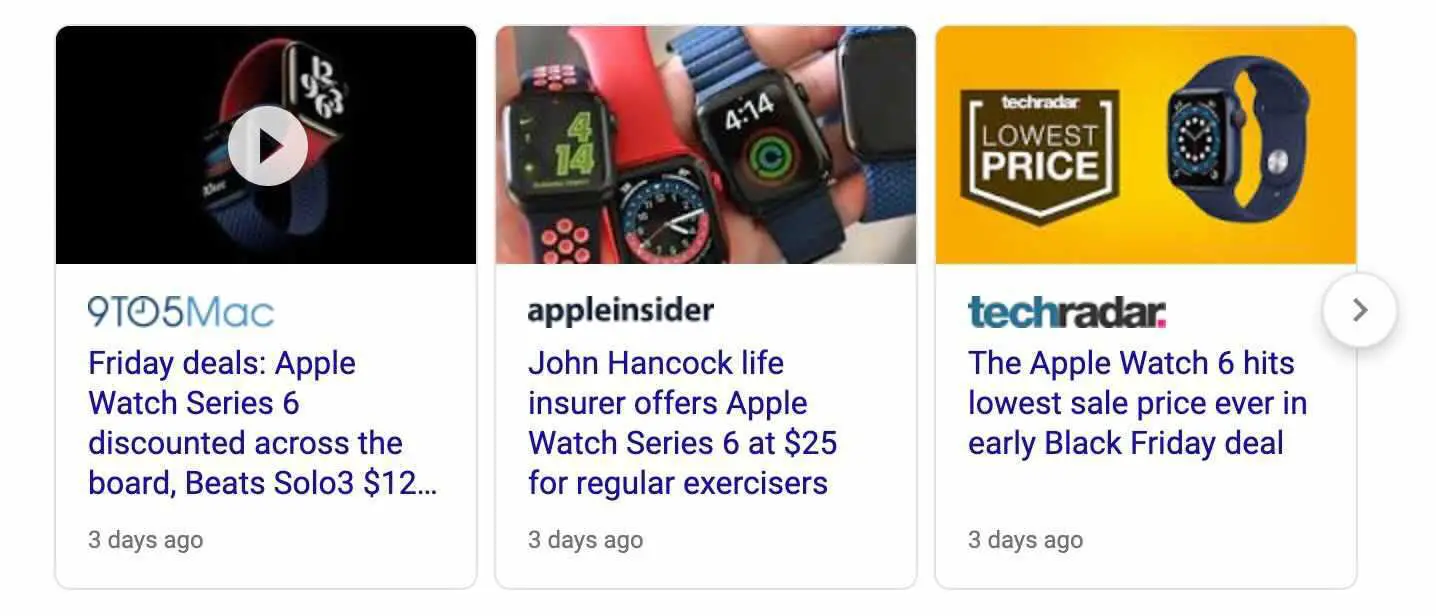 Tre annonser som visar Apple Watch Series 6 får rabatter