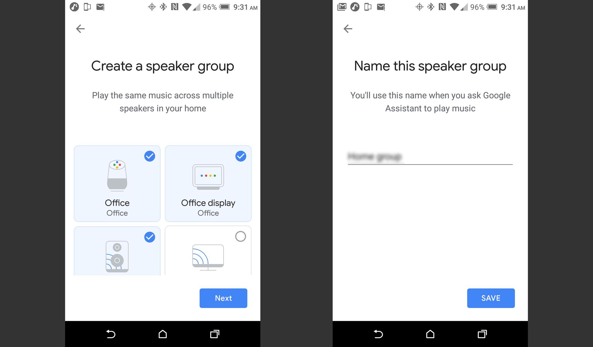 Google Home - Välj högtalare för grupp / namngrupp