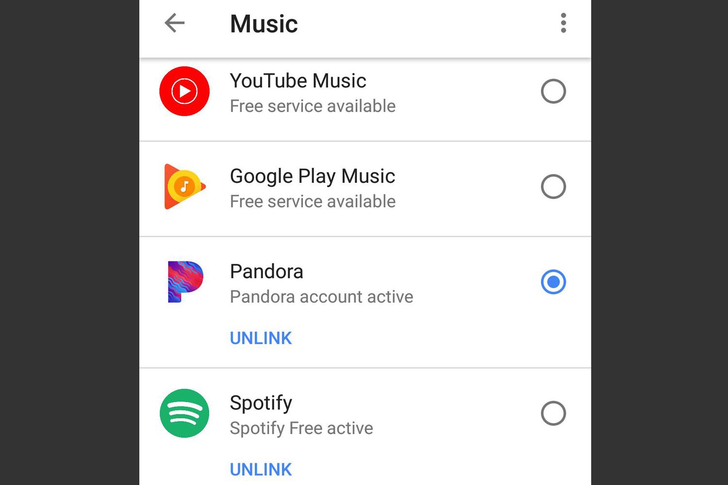 Google Home App - Unlink Music Service - Spotify Exempel