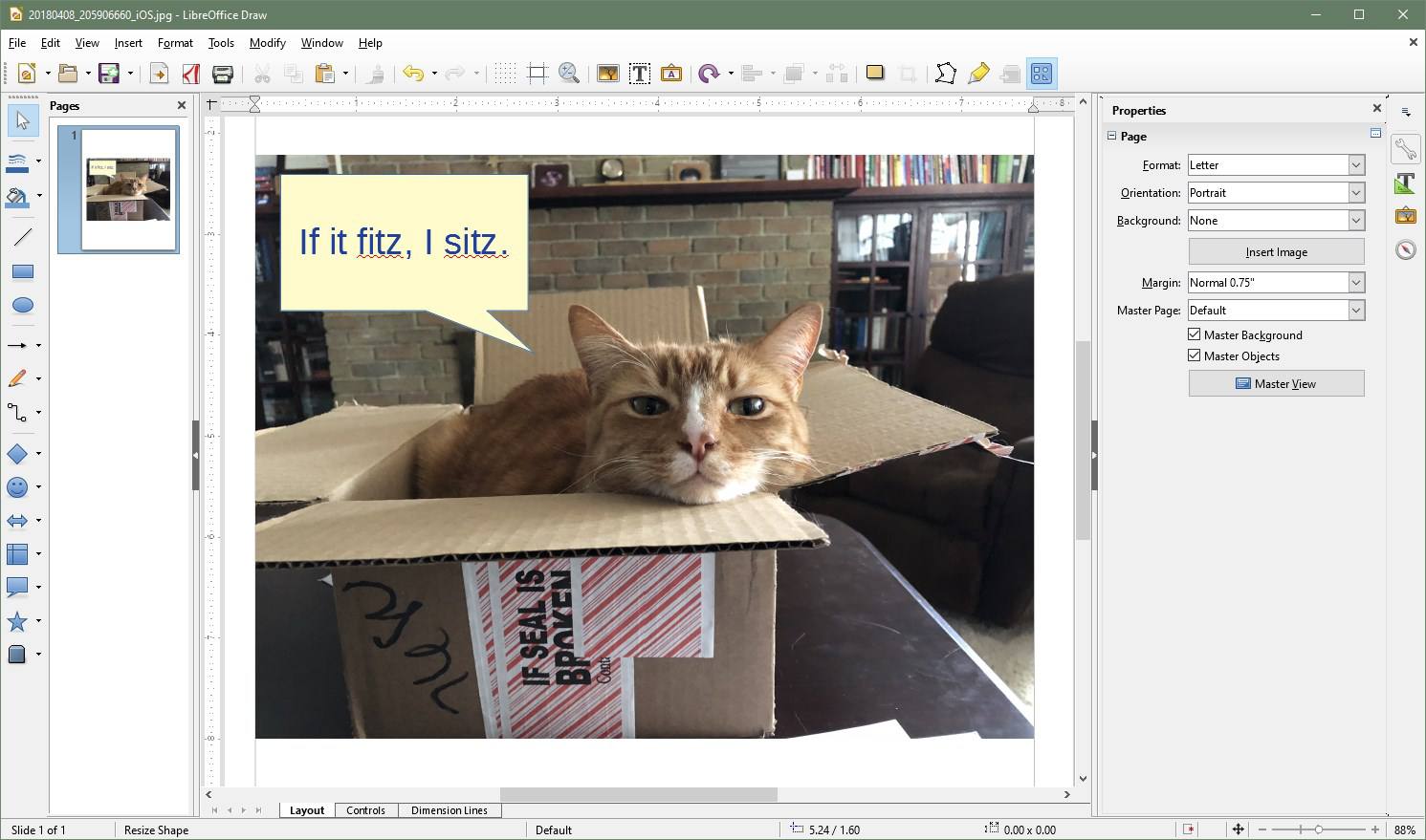 skärmdump av LibreOffice Draw pratbubbla