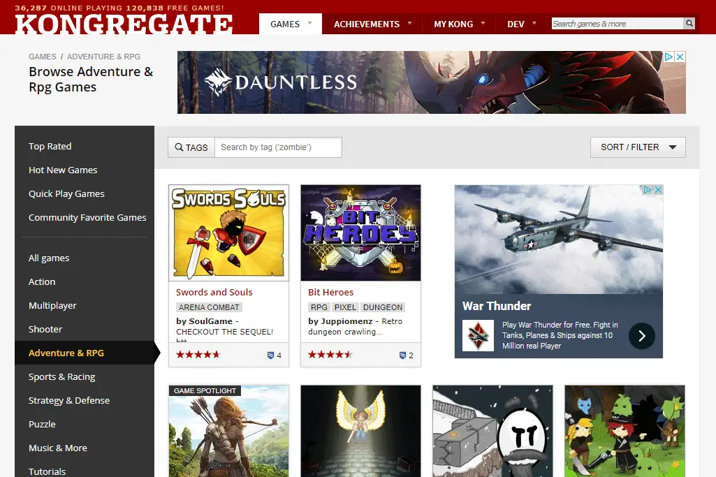 Gratis äventyrs- och RPG-spel på Kongregate.com