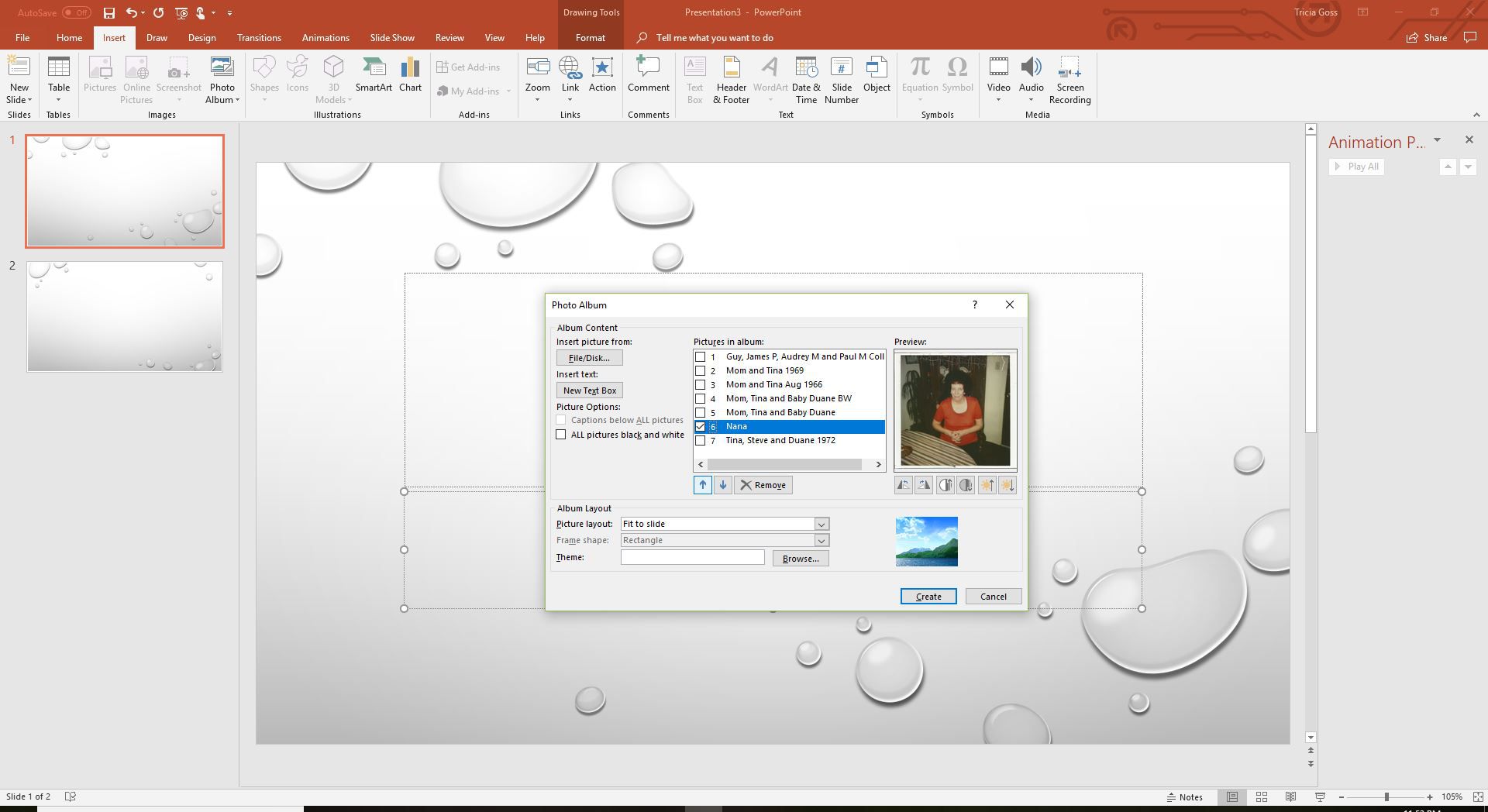 En skärmdump av att ändra ordningen på bilderna i ett PowerPoint-fotoalbum.