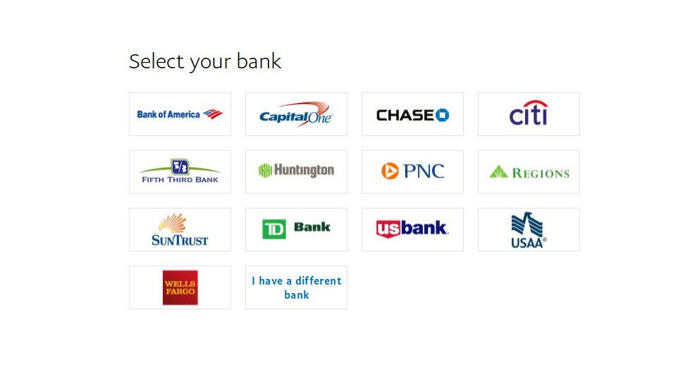 PayPal-lista över tillgängliga banker