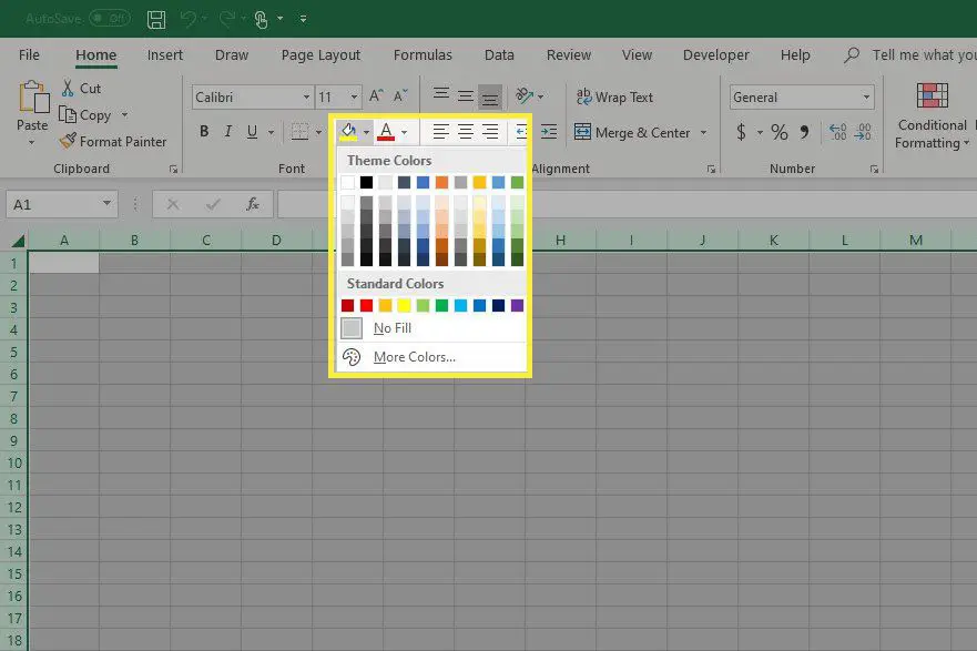 Excel fyllningsfärgalternativ