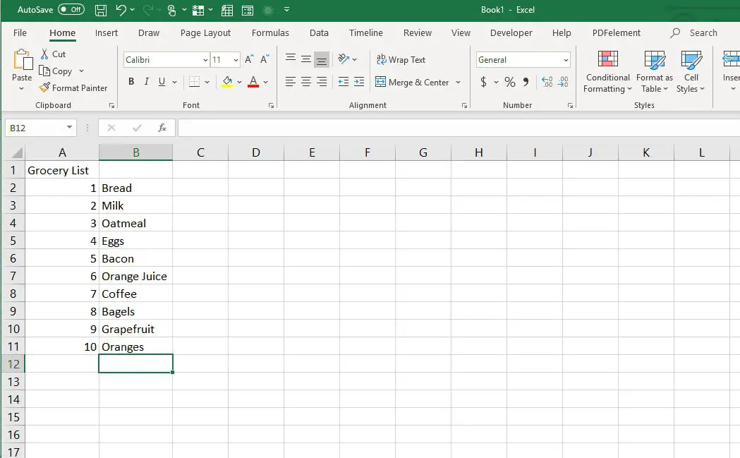 Slutför en numrerad lista i Excel