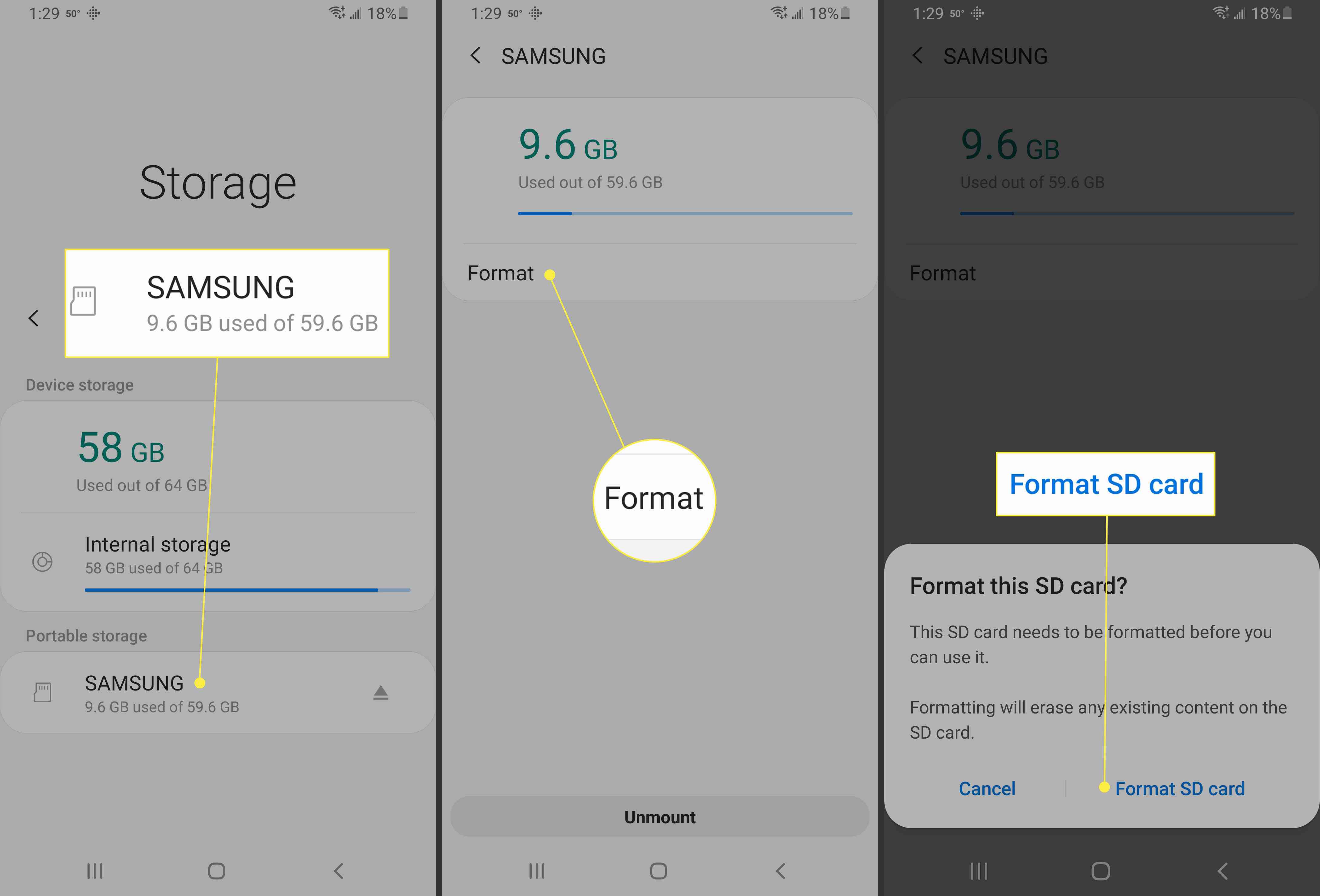 Formatera ett SD-kort på Android-enhet.