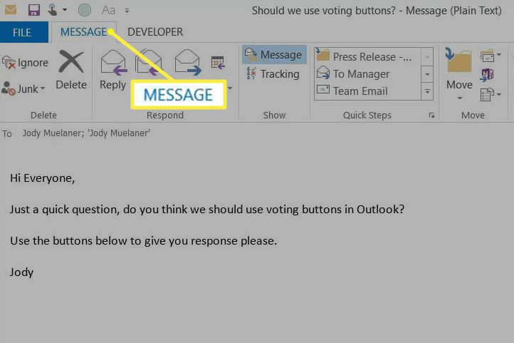 Meddelandeflik i Outlook