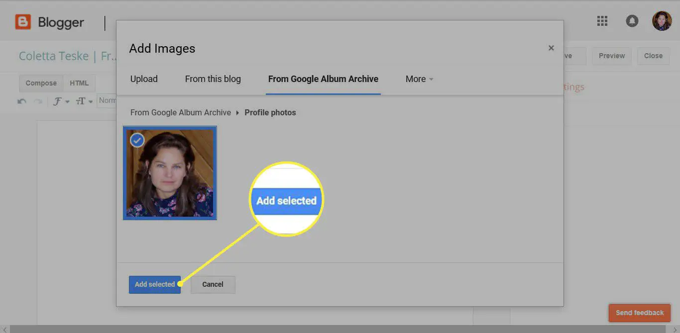 hur man infogar en bild på en Blogger-sida för att ladda upp bilden på Google Online