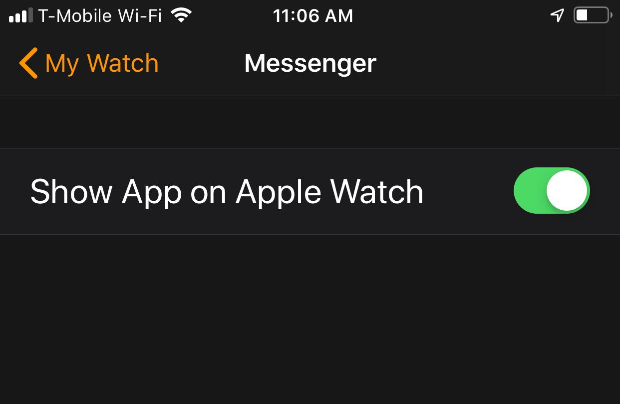 Messenger-inställningarna för Apple Watch