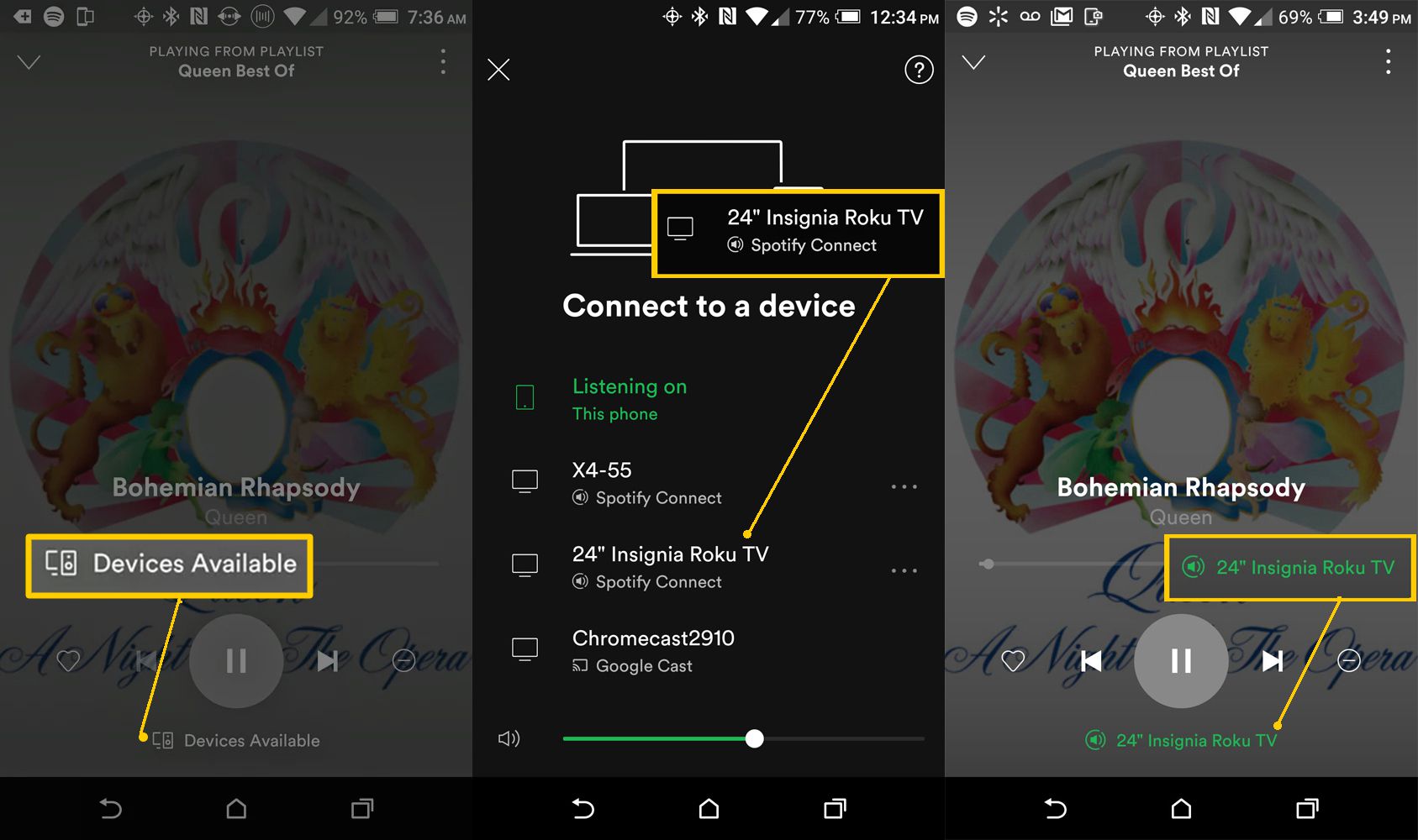 Spotify Connect med Smartphone - Välja en enhet
