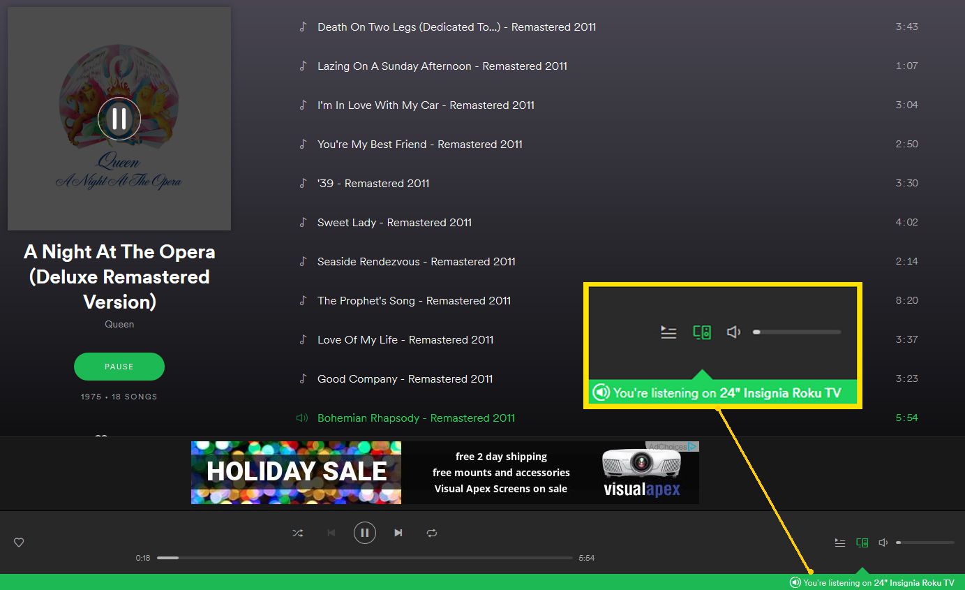 Spotify Web Player Green Bar Device Confirmation
