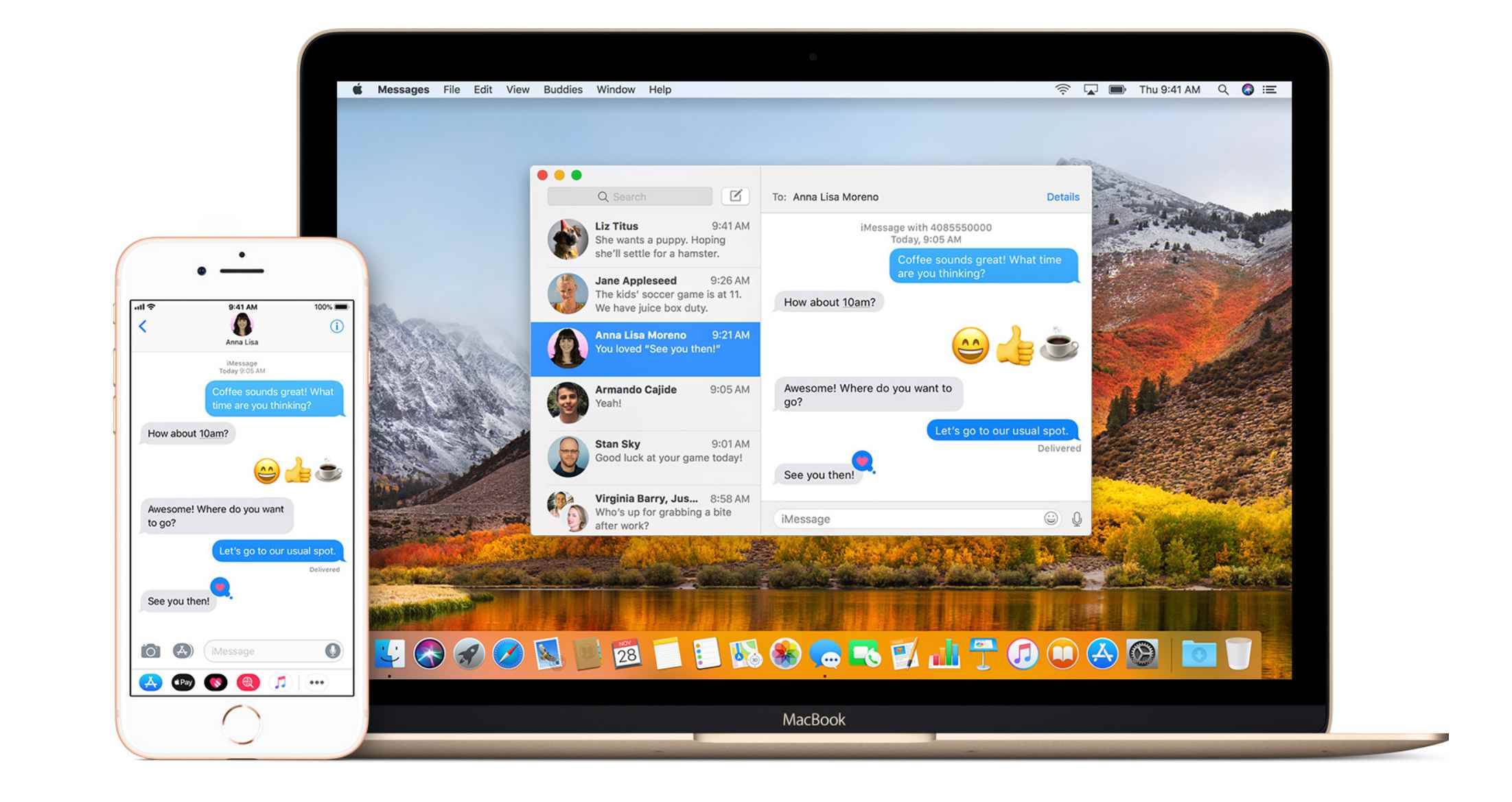 iPhone- och Mac-skärm som visar Apple Messages.