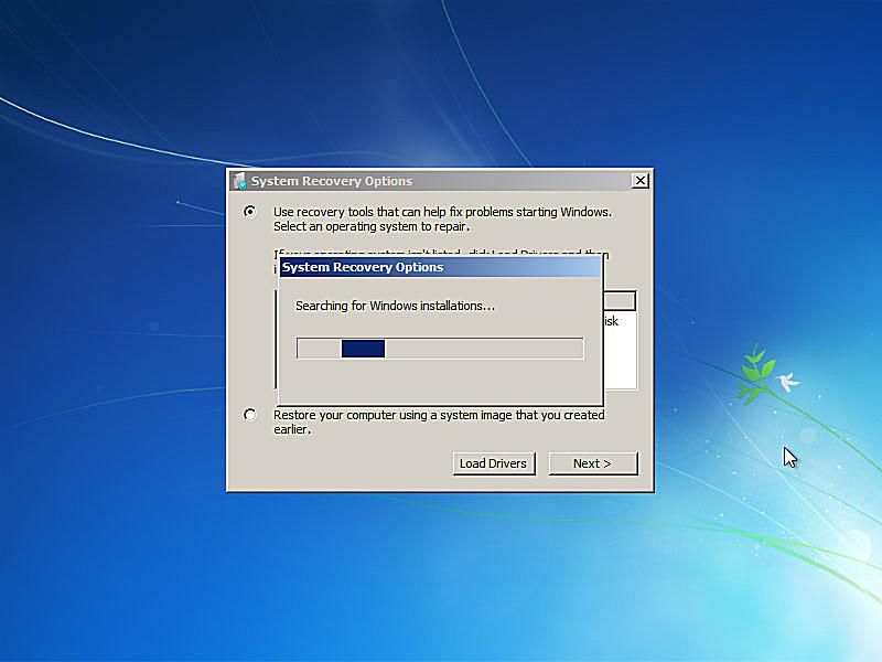 En skärmdump av Windows 7 startreparation