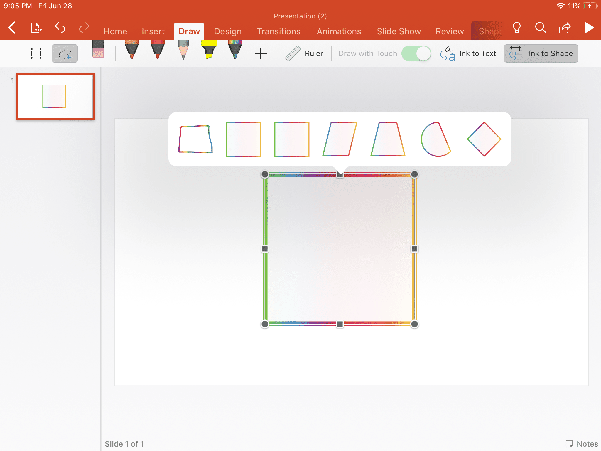Omvandla en bläckform till en textform med Powerpoint