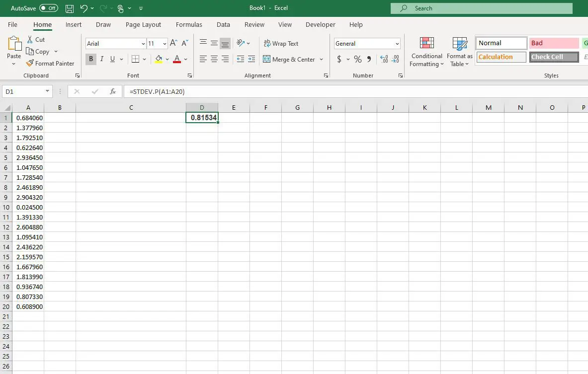 Standardavvikelseformel i Excel
