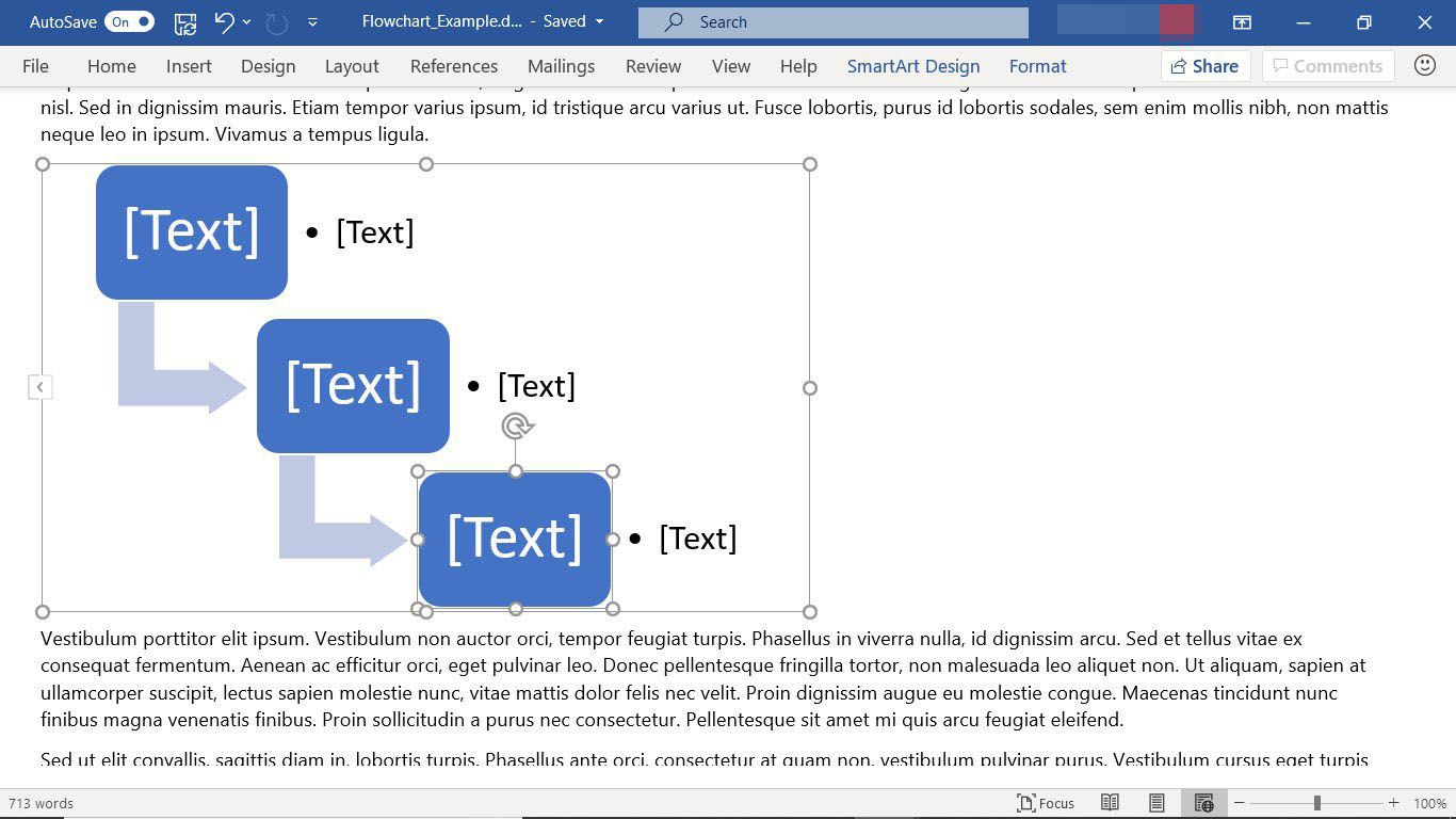 En SmartArt flödesschema grafik i Microsoft Word