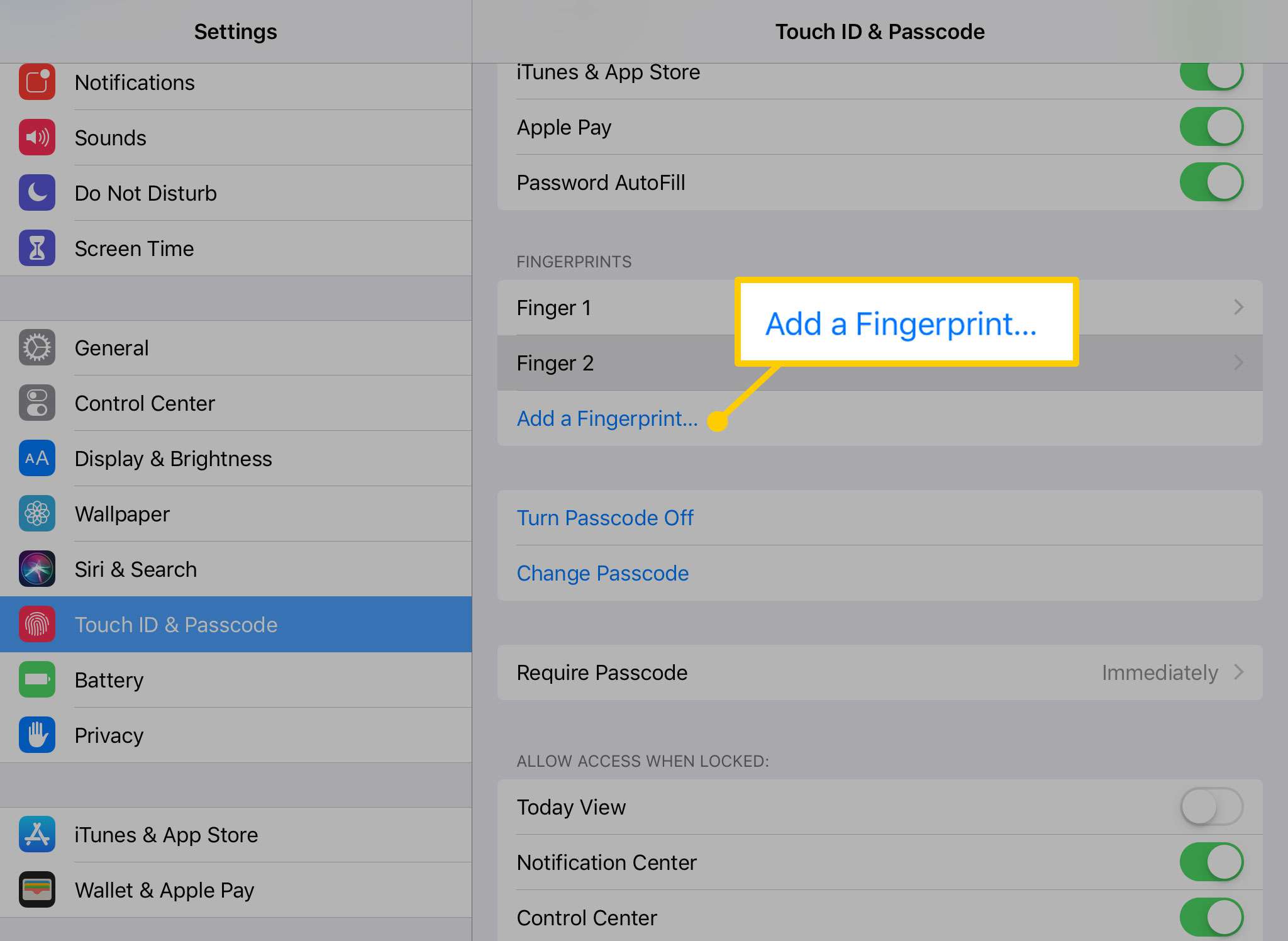 Lägg till ett fingeravtrycksalternativ på iPad