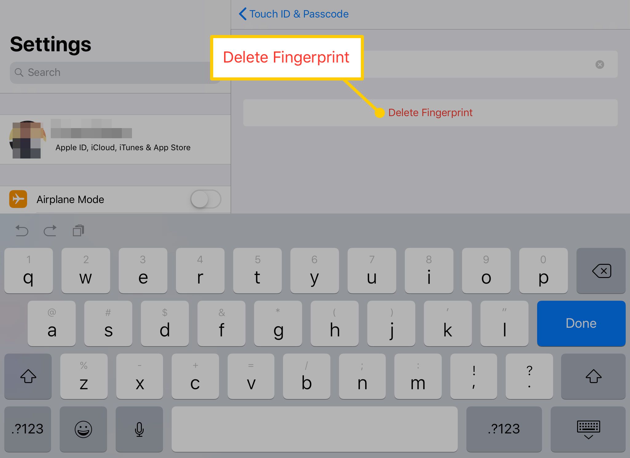 Ta bort alternativet Fingerprint på en iPad
