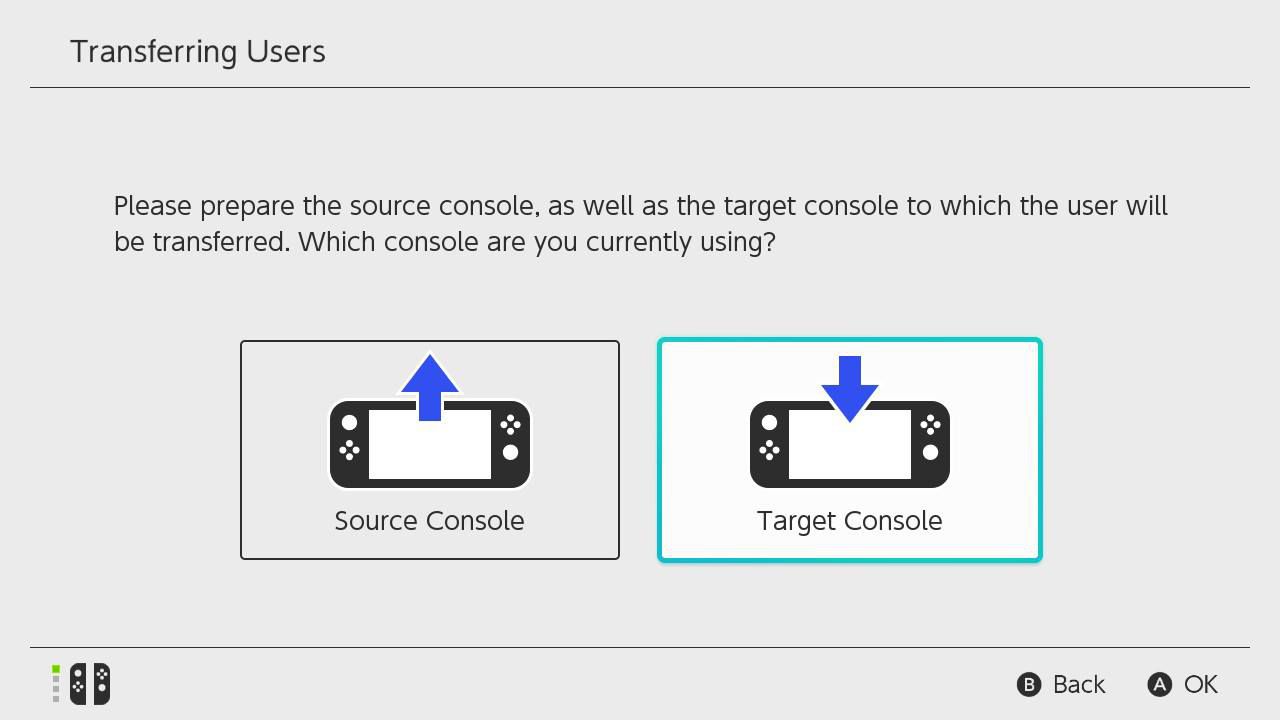 Upprepa steg 1-4 på det andra Switch-systemet och välj sedan Target Console.