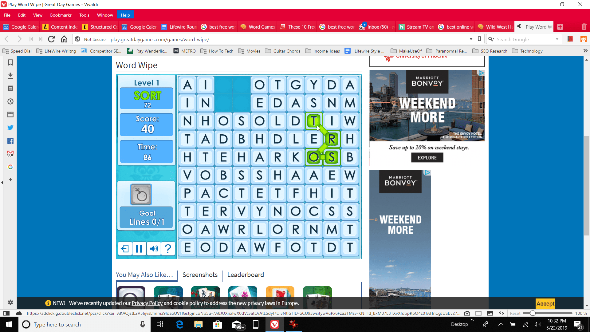 Skärmdump för att spela Word Wipe