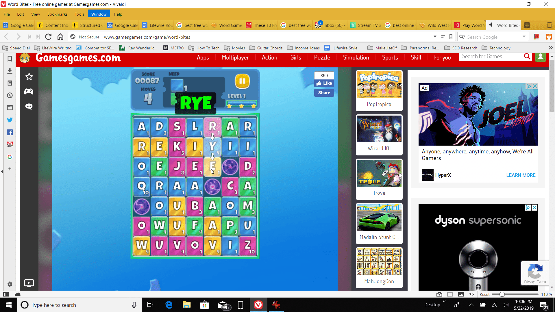 Skärmdump för att spela Word Bites