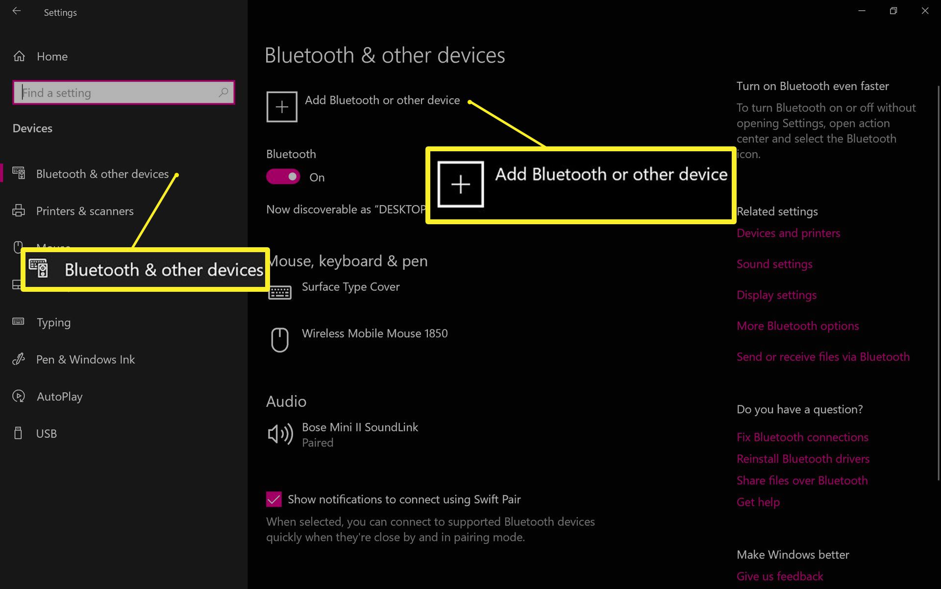 Windows Bluetooth och andra enheter
