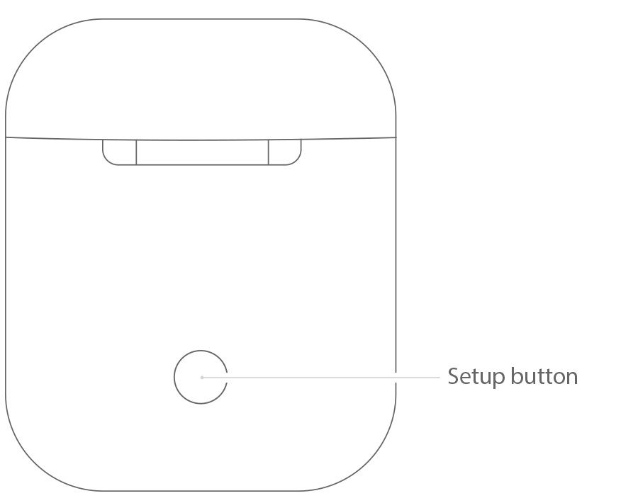 Tryck på cirkelknappen på baksidan av Apple AirPod-laddningsfodralet.