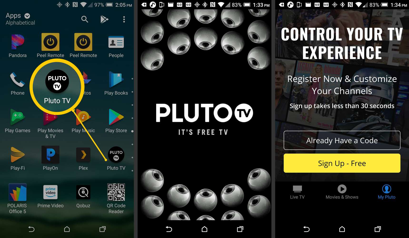 Pluto TV Smartphone App - Registrering