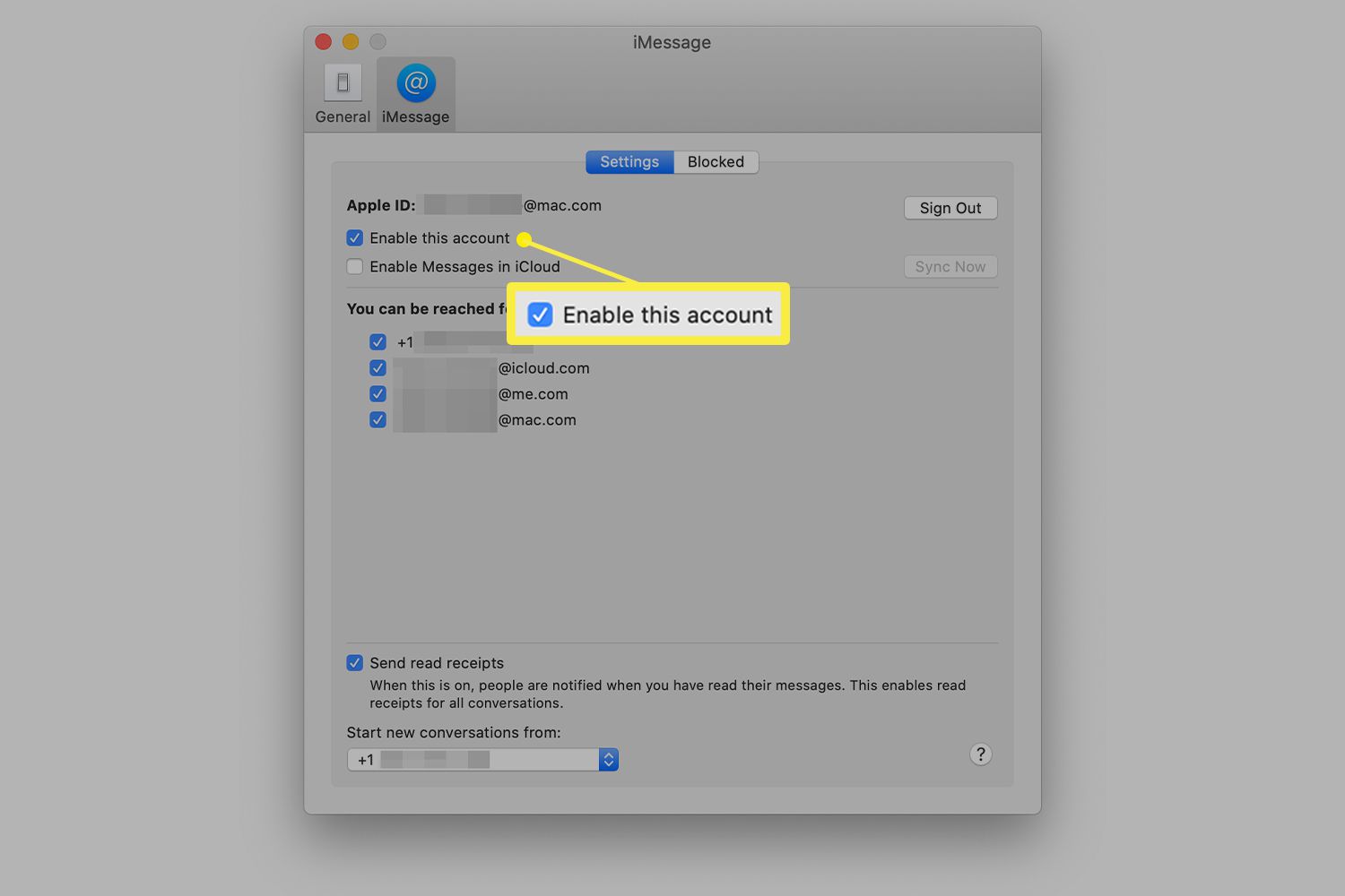 Meddelanden systeminställningar på en Mac