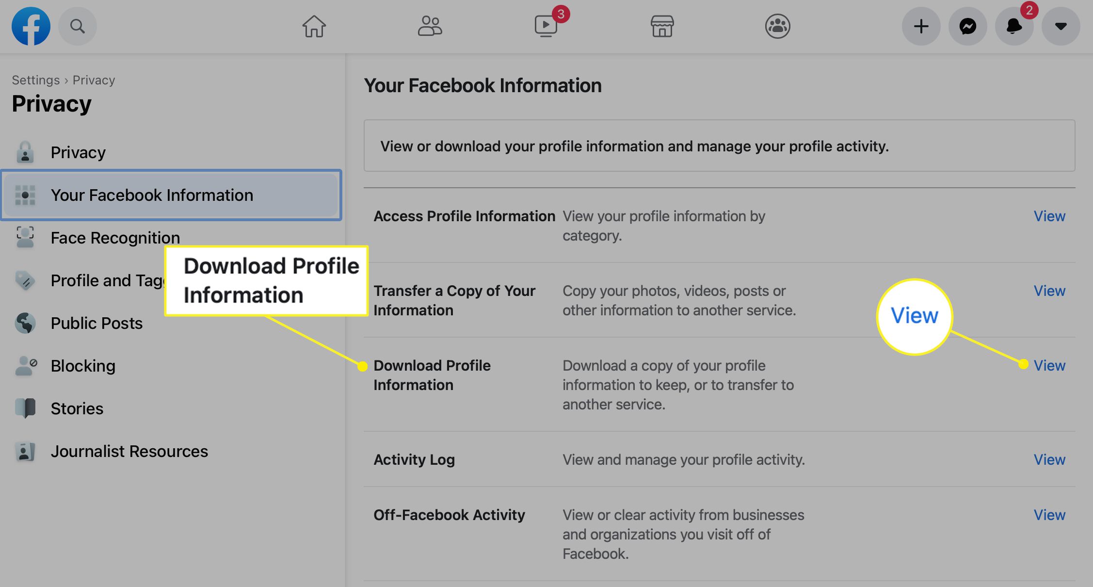 Ladda ner alternativet Profilinformation på Facebook