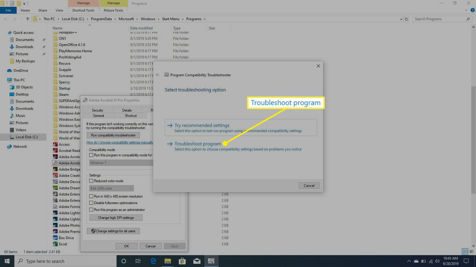 Välja felsökningsalternativ i Windows 10
